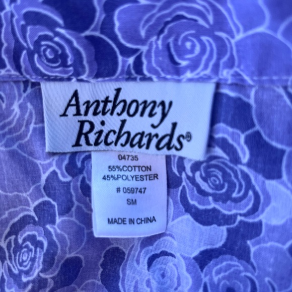 VINTAGE ANTHONY RICHARDS PURPLE ROSES SHIRT DRESS WOMENS SMALL - Picture 7 of 7